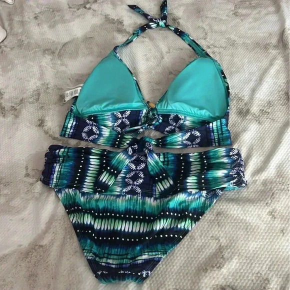 Bleu Rod Beattie Sun, Sea and Sand Lace Up Halter Top and Bikini Bottom Size 12 - Picture 7 of 8